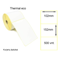 Lipnios Termo etiketės 102x152mm. 500 vnt Balta (Thermal ECO)