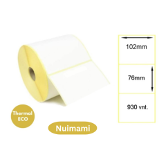 Lipnios termo etiketės 102x76mm (930 vnt.) – Thermal ECO (nuimami klijai)