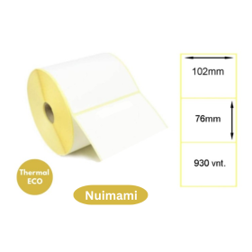 Lipnios termo etiketės 102x76mm (930 vnt.) – Thermal ECO (nuimami klijai)
