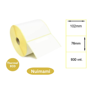 Lipnios termo etiketės 102x76mm (930 vnt.) – Thermal ECO (nuimami klijai)