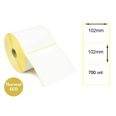 Lipnios termo etiketės 102x102mm (700 vnt.) – Thermal ECO Lipnios termo etiketės 102x102mm (700 vnt.) – Thermal ECO