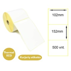 Lipnios termo etiketės 102x152mm, balta (500 vnt.) – Thermal ECO