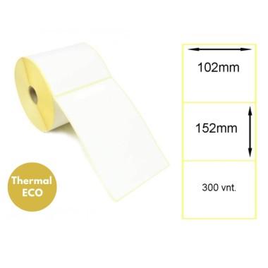 Lipnios Termo etiketės 102x152mm. 300 vnt Balta (Thermal ECO) Lipnios Termo etiketės 102x152mm. 300 vnt Balta (Thermal ECO)