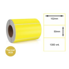 Lipnios termo etiketės 102x50mm (1300 vnt.) – Thermal ECO, geltonos Lipnios termo etiketės 102x50mm (1300 vnt.) – Thermal ECO, geltonos