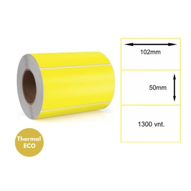 Lipnios termo etiketės 102x50mm (1300 vnt.) – Thermal ECO, geltonos