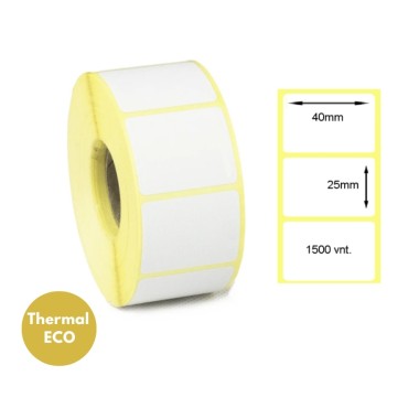 Lipnios termo etiketės 40x25mm (1500 vnt.) – Thermal ECO