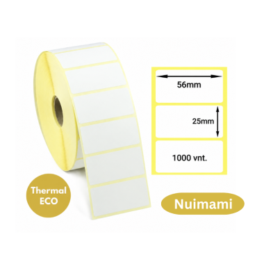 Lipnios termo etiketės 56x25mm (1000 vnt.) – Thermal ECO, nuimamos
