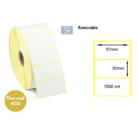 Lipnios termo etiketės 57x32mm (1500 vnt.) – Thermal ECO, nuimamos