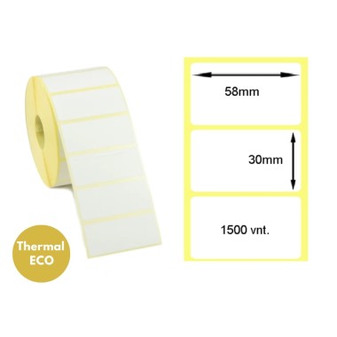 Lipnios termo etiketės 58x30mm (1500 vnt.) – Thermal ECO