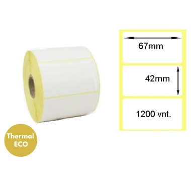 Lipnios termo etiketės 67x42mm (1200 vnt.) – Thermal ECO