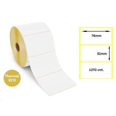 Lipnios termo etiketės 76x51mm (1370 vnt.) – Thermal ECO