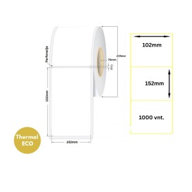Lipnios Termo etiketės 102x152mm (1000 vnt.) – ECO (76 mm šerdis)