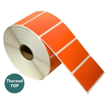 Lipnios termo etiketės 57x32mm (1500 vnt.) – Thermal TOP, oranžinės spalvos