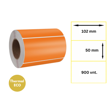 Lipnios termo etiketės 102x50mm (900 vnt.) – Thermal ECO, oranžinės