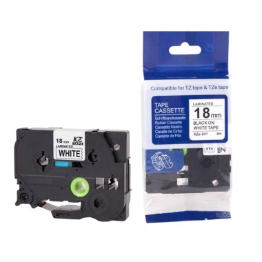 Brother TZE-241 Lipni juostelė (18mm, juoda ant baltos) – Eco