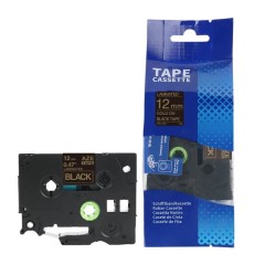 Brother TZE-334 lipni juostelė (12 mm, auksinė ant juodos – Eco
