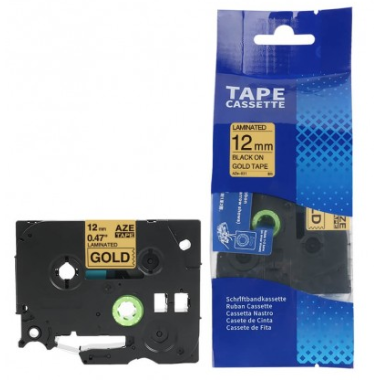 Brother TZE-831 lipni juostelė (12 mm, juoda ant auksinės) – Eco