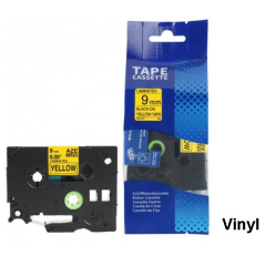 Brother TZE-V621 Lipni juostelė (9 mm, juoda ant geltonos vinilinė) – Eco