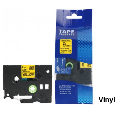 Brother TZE-V621 Lipni juostelė (9 mm, juoda ant geltonos vinilinė) – Eco