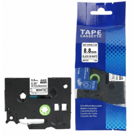 Brother HSe-221 (HSe-221E) termo vamzdelis 8,8 mm, juodas ant balto – Premium