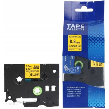Termo vamzdelis, juostelė Brother HSE-621, 8.8mm. (Geltona / Juoda) ECO