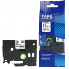 Lipni juostelė Brother TZE-241, 18 mm, juodas ant baltos, Premium