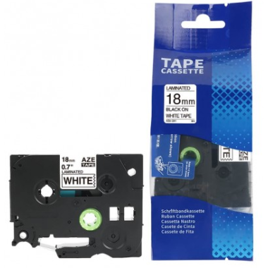 Lipni juostelė Brother TZE-241, 18 mm, juodas ant baltos, Premium