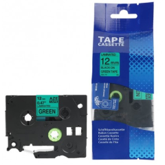 Brother TZE-731 lipni juostelė (12 mm, juoda ant žalios) – Eco