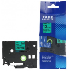 Brother TZE-731 lipni juostelė (12 mm, juoda ant žalios) – Eco