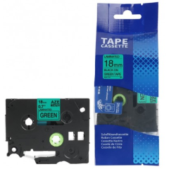 Brother TZE-741 lipni juostelė (18 mm, juoda ant žalios) – Eco