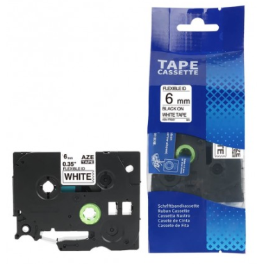 Brother TZE-FX211 Lipni juostelė (6 mm, juodas ant baltos, lanksti) – Eco