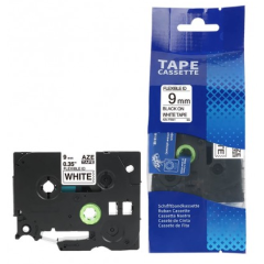 Brother TZE-FX221 Lipni juostelė (9 mm, juodas ant baltos, lanksti) – Eco