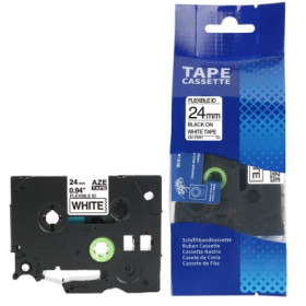 Brother TZE-FX251 Lipni juostelė (24 mm, juoda ant baltos, lanksti) – Eco