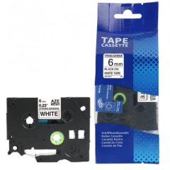 Brother TZe-S211 Lipni juostelė (6 mm, juodas ant baltos, stipriai lipni) – Premium