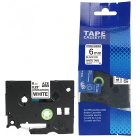 Brother TZe-S211 Lipni juostelė (6 mm, juodas ant baltos, stipriai lipni) – Premium