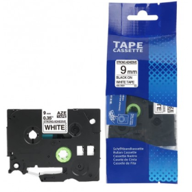 Brother TZe-S221 Lipni juostelė (9 mm, juodas ant baltos, stipriai lipni) – Premium