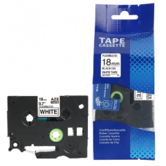 Brother TZE-FX241 Lipni juostelė (18 mm, juodas ant baltos, lanksti) – Eco