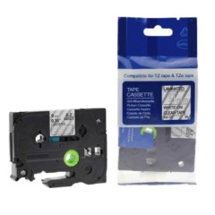 Brother TZE-125 Lipni juostelė (9mm, balta ant skaidrios) – Eco