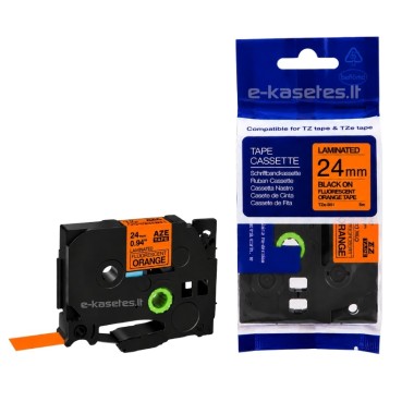 Brother TZE-B51 Lipni juostelė (24mm, fluorescentinė oranžinė) – ECO