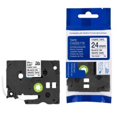 Brother TZE-FA251 medžiaginė juostelė drabužiams (24 mm, juodas ant baltos) – ECO
