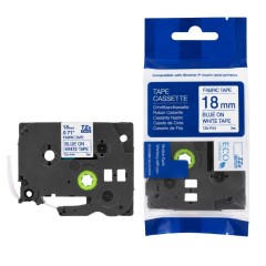 Brother TZE-FA4 medžiaginė juostelė drabužiams (18 mm, mėlynas ant baltos) – ECO