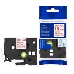 Brother TZE-FA4R medžiaginė juostelė drabužiams (18 mm, raudonas ant baltos) – ECO