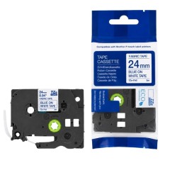 Brother TZE-FA5 medžiaginė juostelė drabužiams (24 mm, mėlynas ant baltos) – ECO