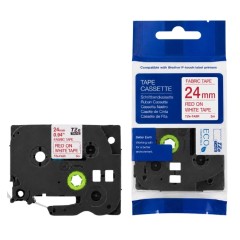 Brother TZE-FA5R medžiaginė juostelė drabužiams (24 mm, raudonas ant baltos) – ECO