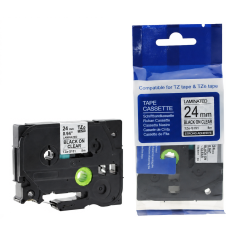 Brother TZe-S151 Lipni juostelė (24 mm, juodas ant skaidrios, stipriai lipni) – Eco