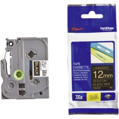 Brother TZE-334 Lipni juostelė (12 mm, auksinė ant juodos) – Originali