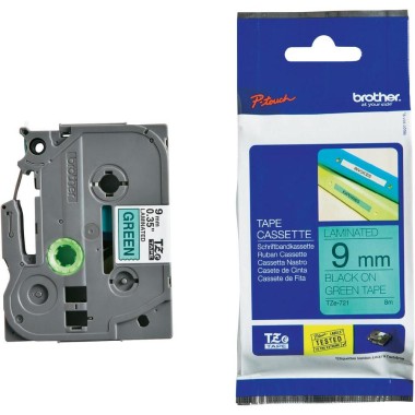 Lipni juostelė Brother TZE-721 9mm. (Žalia / Juoda) OEM