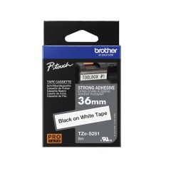 Brother TZe-S261 Lipni juostelė (36 mm, juodas ant baltos, stipriai lipni) – Originali