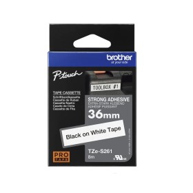 Brother TZe-S261 Lipni juostelė (36 mm, juodas ant baltos, stipriai lipni) – Originali