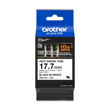Termo vamzdelio juosta Brother HSE-241, 17,7 mm (balta ant juodo) – Originalas